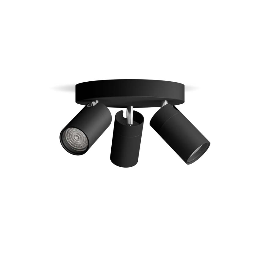Spot plafond salle de bains noir 3 spot retangle IP44
