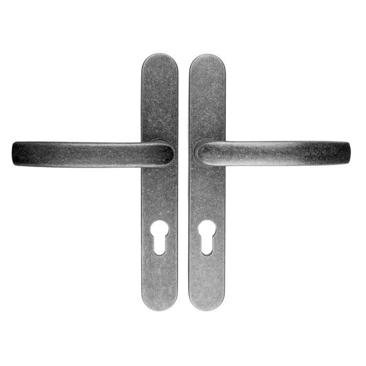 Quincaillerie de sécurité pro poignée+poignée vieil argent 92mm