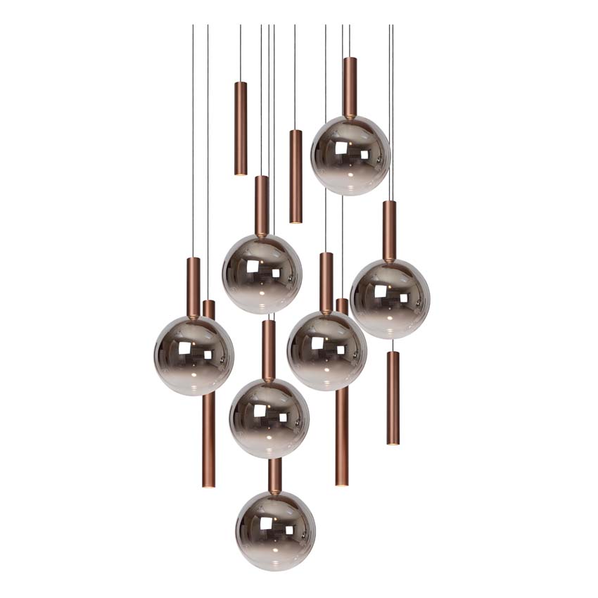 Lucide Premium Jasmine - Suspension - Ø29,5cm - LED dimmable - CCT - 14x4,5W 2200K/3300K - Cuivre