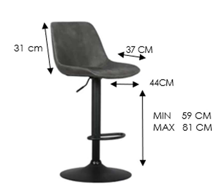 Chaise de bar Nice gris mat