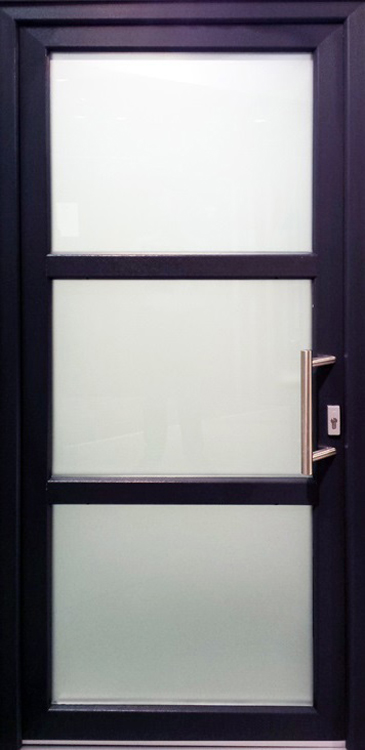 Porte extérieure 3 verres mat PVC anthracite D 980x2180mm Porte extérieure 3 verres mat PVC anthracite D 980x2180mm