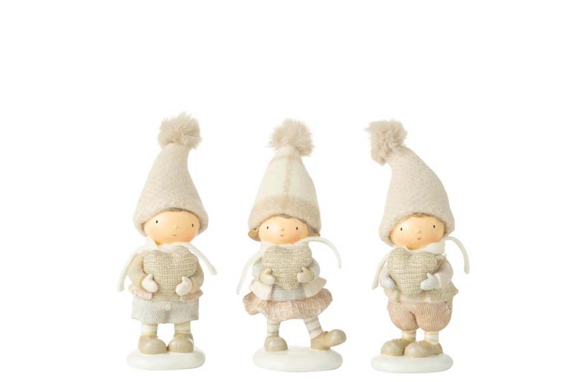 Jongen/meisje winter hart beige 6,5x6x19cm - 3 assortimenten