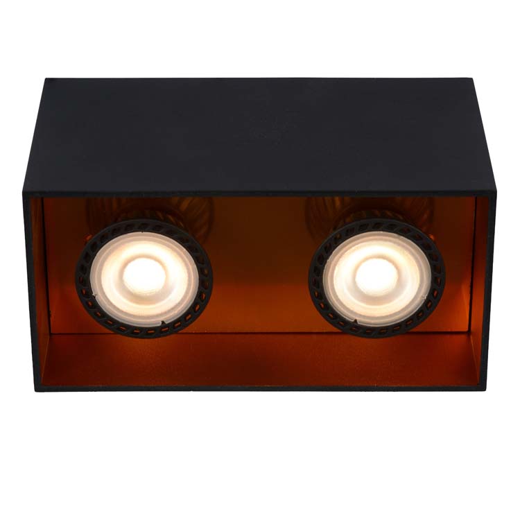 Plafondlamp - zwart/rood - vierkant - 2xGU10 - 50W