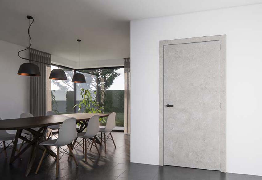 Bloc-porte fini industrial beton 201,5x73cm tubulaire+ebras beton 17cm