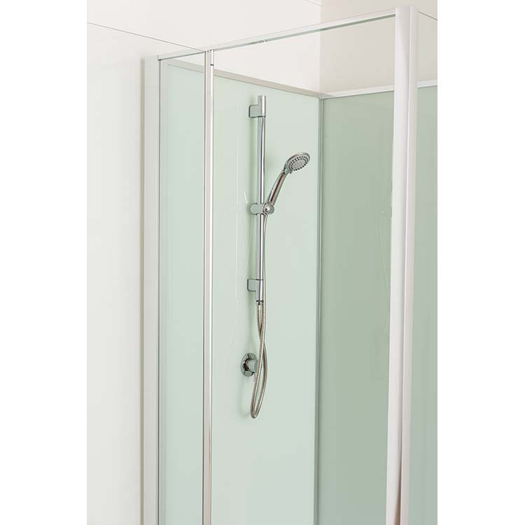 Cabine de douche Anik gauche chrome/blanc porte tournante 90x90x205cm