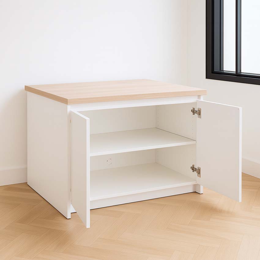 Cuisine île Plenti blanc/look de chêne 124,5 cm