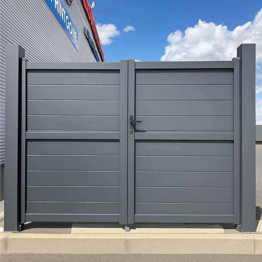 Portail battant double Orlando aluminium anthracite 350x180cm - fermé, quincaillerie incluse