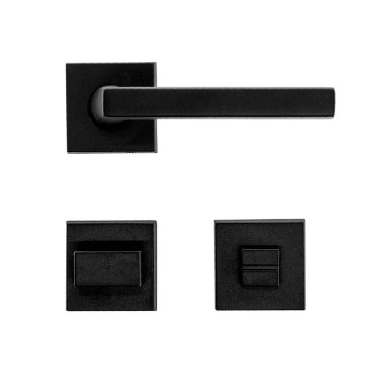 Poignée de porte pro erice noir avec serrure toilette