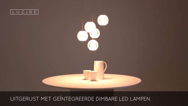 Lucide CINTRA - Suspension - Ø 32 cm - LED Dim. - 5x4,7W 2700K - Transparent