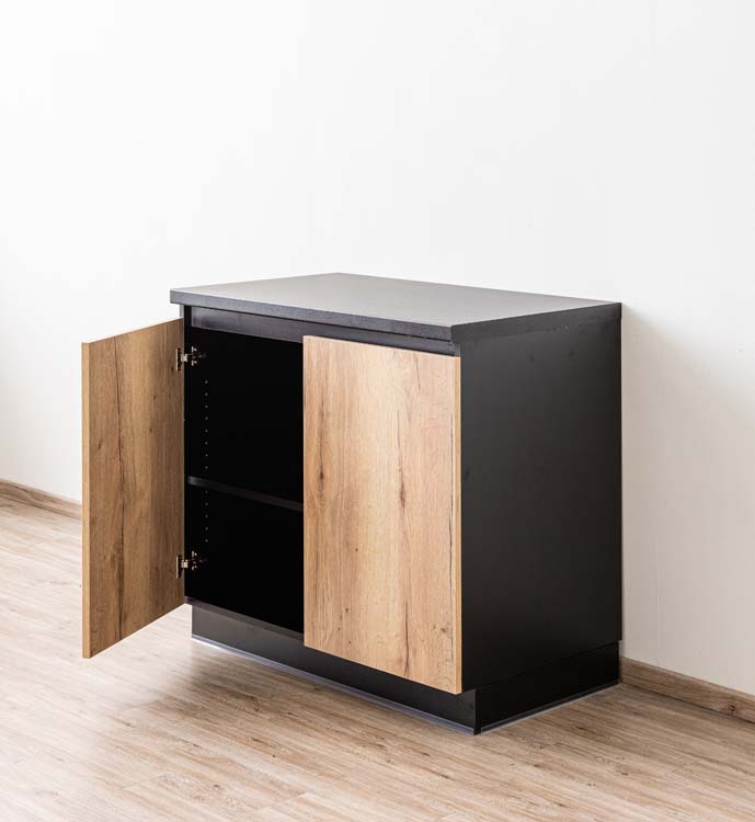 Armoire de cuisine Plenti meuble bas noir/aspect bois 100x78cm
