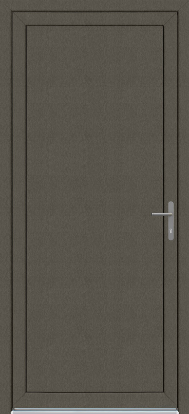 Porte extérieure panneau lisse PVC gris quartz/blanc 980x2180mm ouvrant à droite