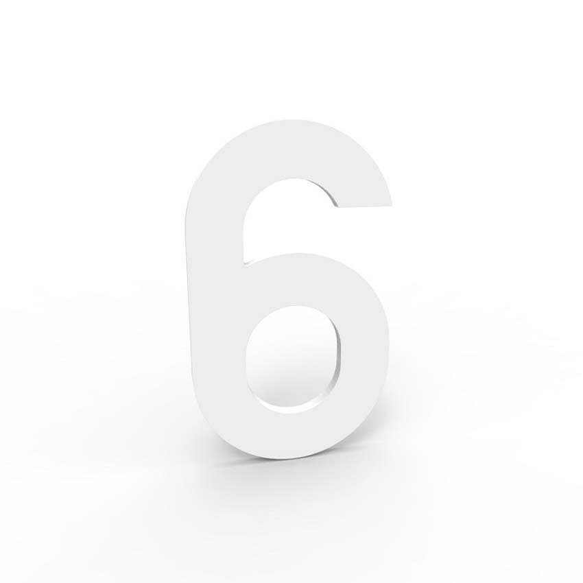 Huisnummer 6 eSafe aluminium wit 10cm / 1,5mm dikte