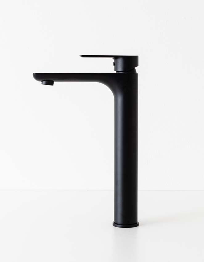Wastafelkraan Miles mat zwart verhoogd
