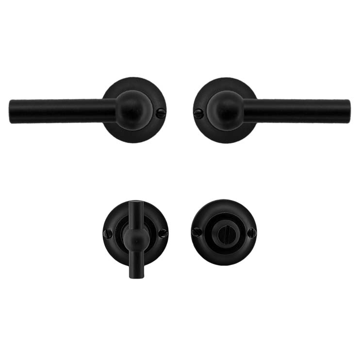 Poignée de porte pro pienza nouveau L+L noir avec serrure toilette