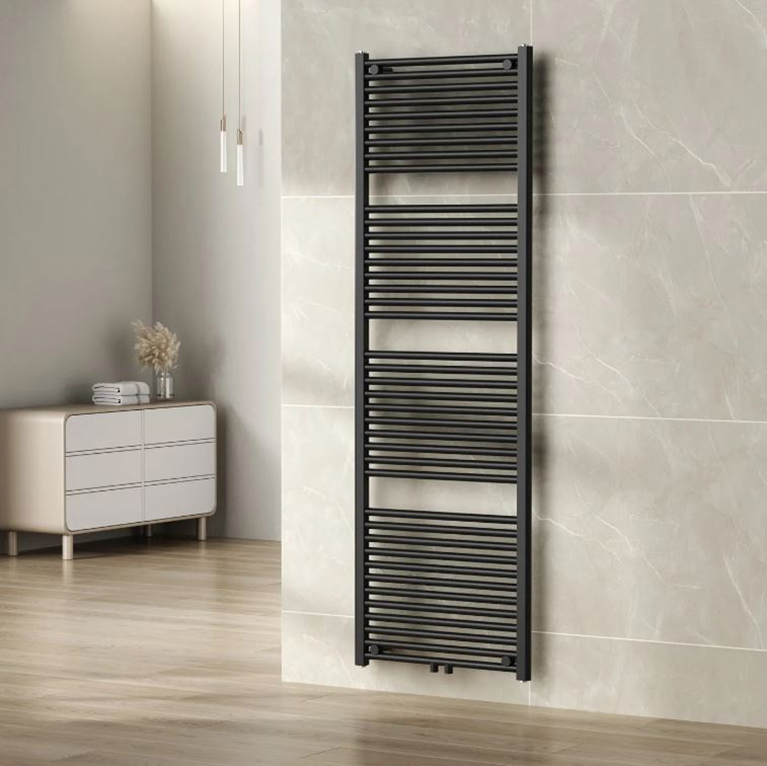 Handdoekradiator Kari 181,7x45cm middenaansluiting antraciet 830W
