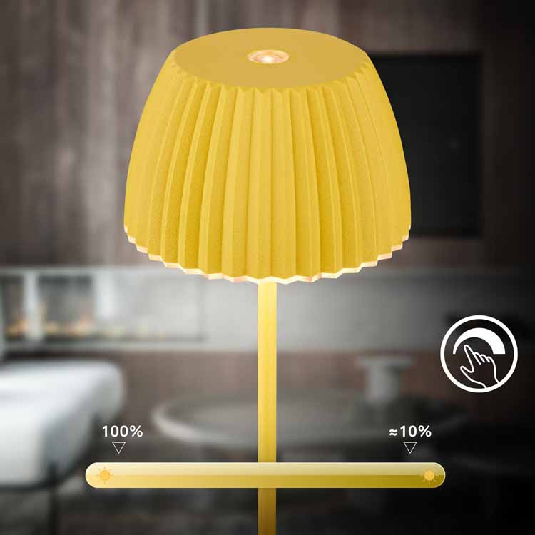 Lampe de table Elvoro - jaune - 20cm - dimmable - LED - 1.5W - 2700K - IP44 - USB