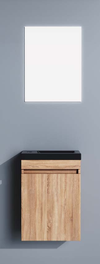 Toiletmeubel Sabadell eik wastafel zwart 55x43x22,5cm