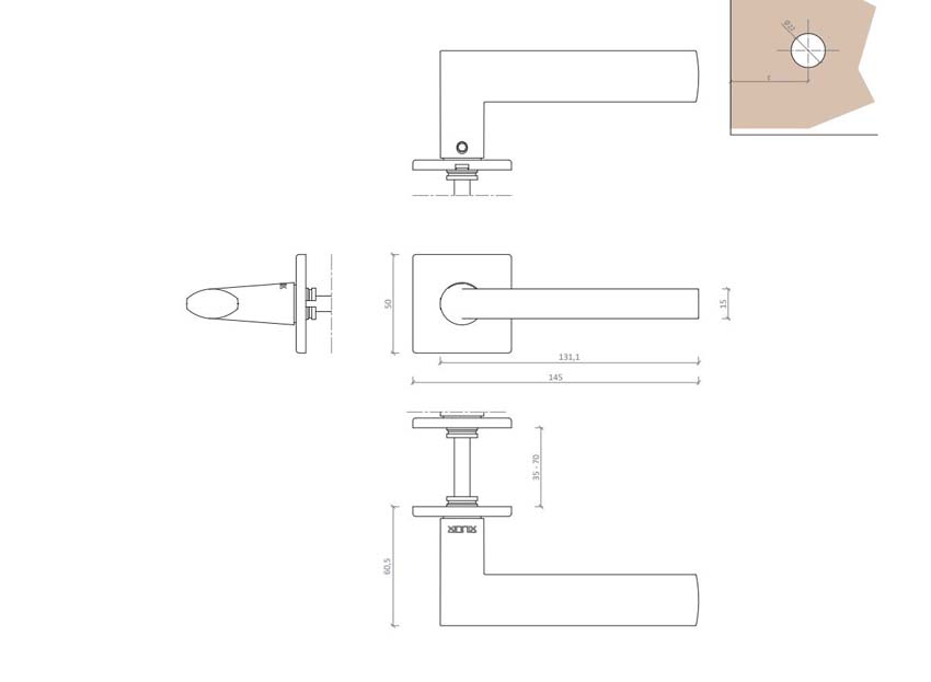 Poignée de porte Xinnix 004 en aluminium anodisé blanc kit complet rosaces comprises
