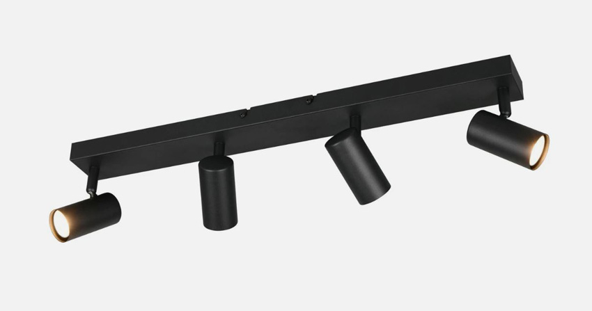 Spot en saillie - noir mat - 56x6x13,5cm - dimmable - GU10/MR11 - 4x5W