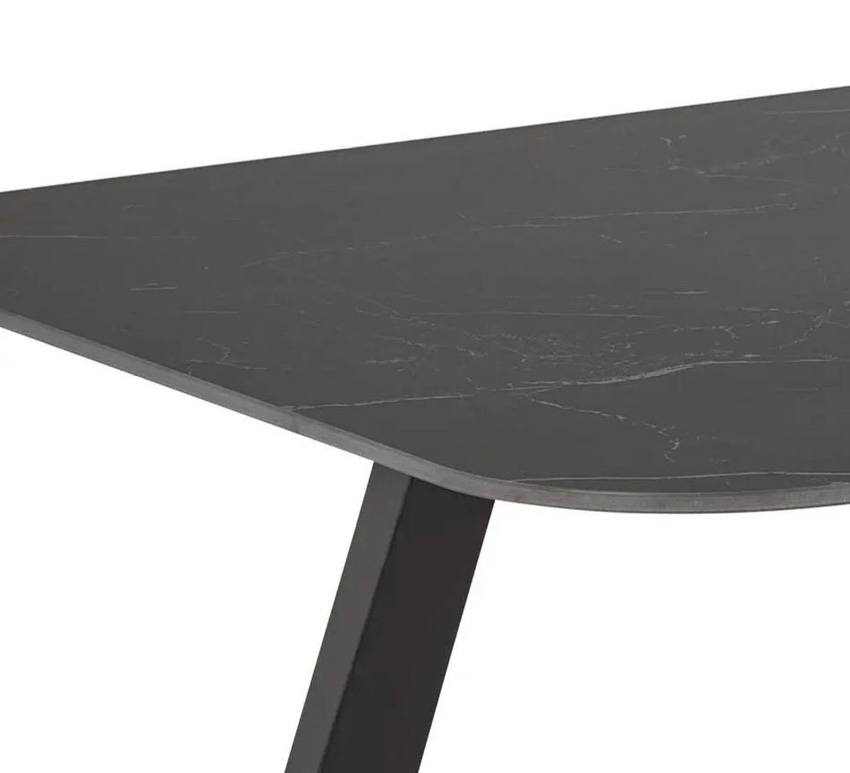 Eetkamertafel Etna keramiek zwart 90x180cm + rechte poten zwart