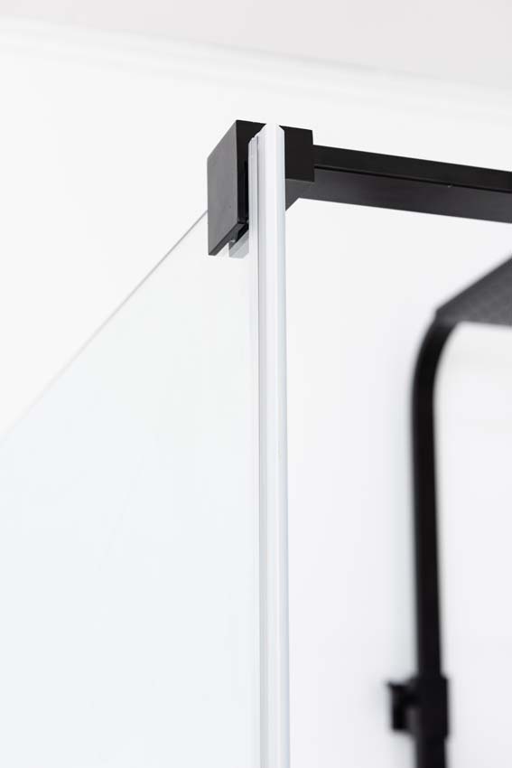 Douchehoek Alexia met vaste wand en draaideur zwart profiel 90x190cm