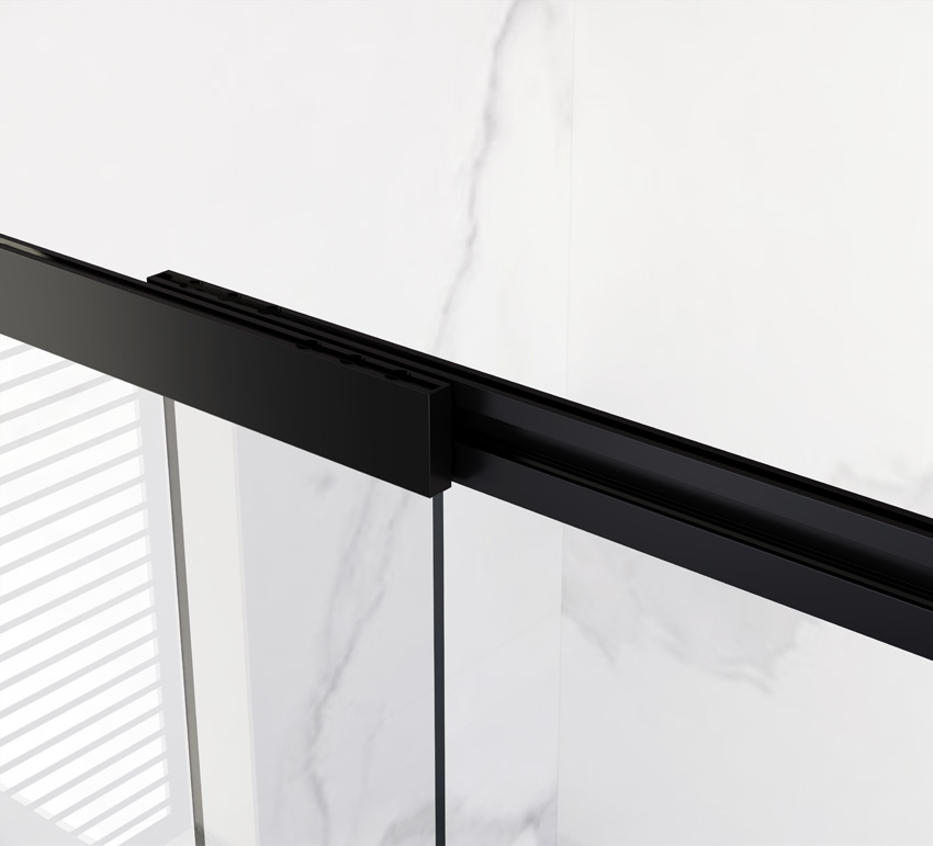 Pare-baignoire Unna verre/noir mat extensible 100x145cm
