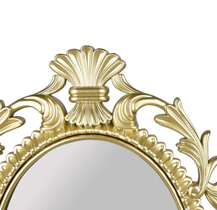 Miroir rond baroque doré 73x44,5cm