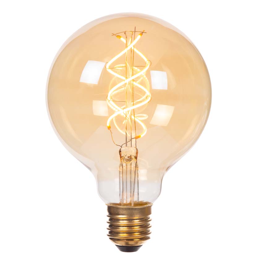 Lucide G125 - Filament lamp - Ø12,5cm - LED 3 StepDimbaar (Memory) - E27 - 1x4,9W 2200K - Amber