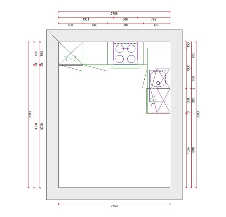 Hoekkeuken Premium 13 wit 275x185cm - voorgemonteerd - zonder toestellen - inox wanddampkap