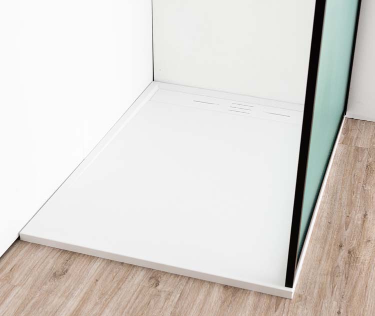 Paroi de douche Umi 2 nervurée profile noire 120x200cm avec barre