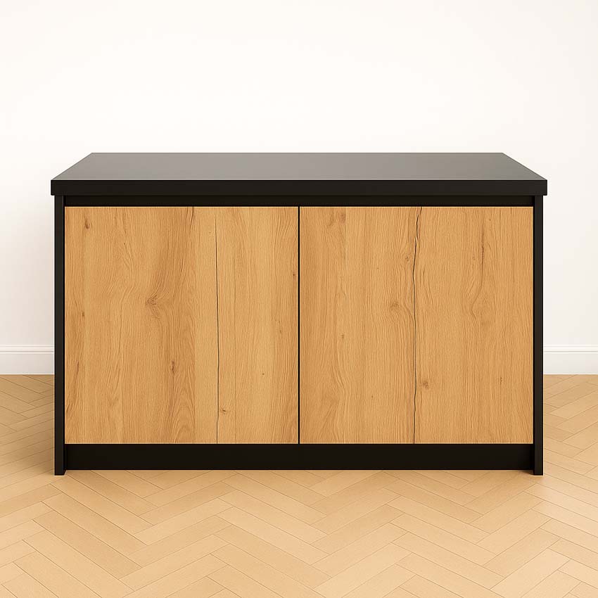 Îlot de cuisine Plenti look de chêne/noir 124,5cm