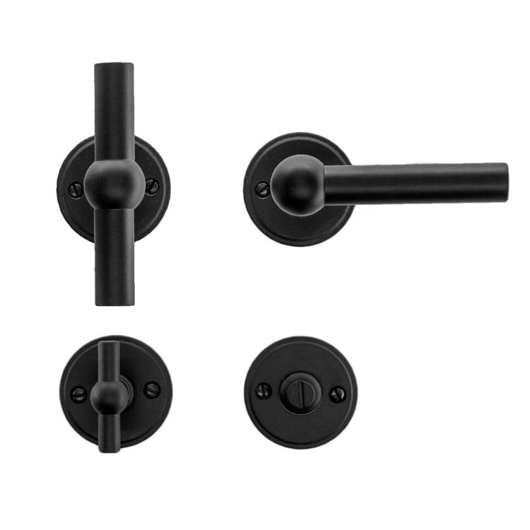 Poignée de porte pro grado T+L noir avec serrure toilette
