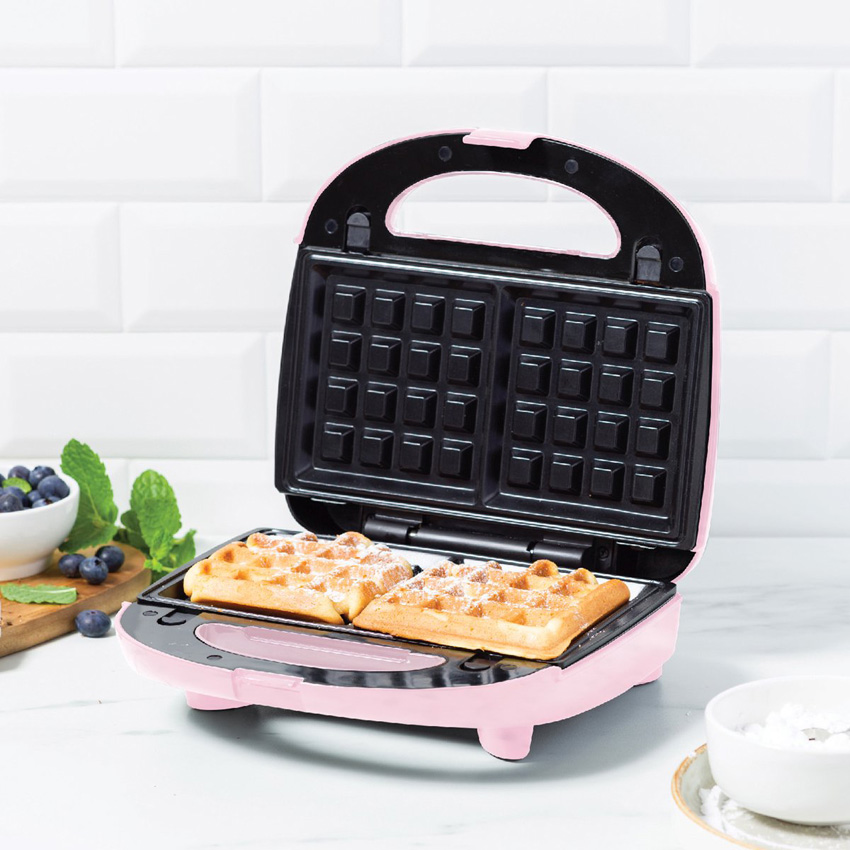 3-in-1 croque-, wafel- en paninimachine roze antikleeflaag & PFAS-vrij