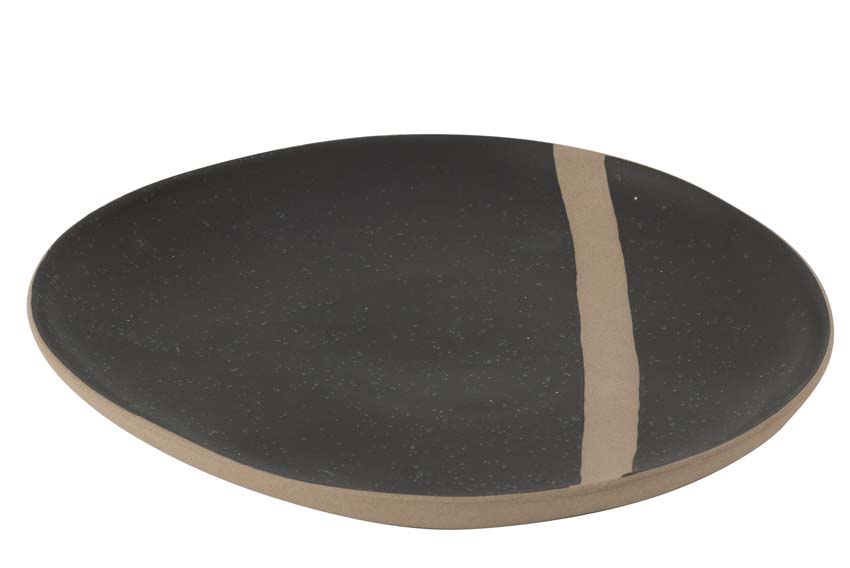 Bord keramiek zwart/taupe 28cm