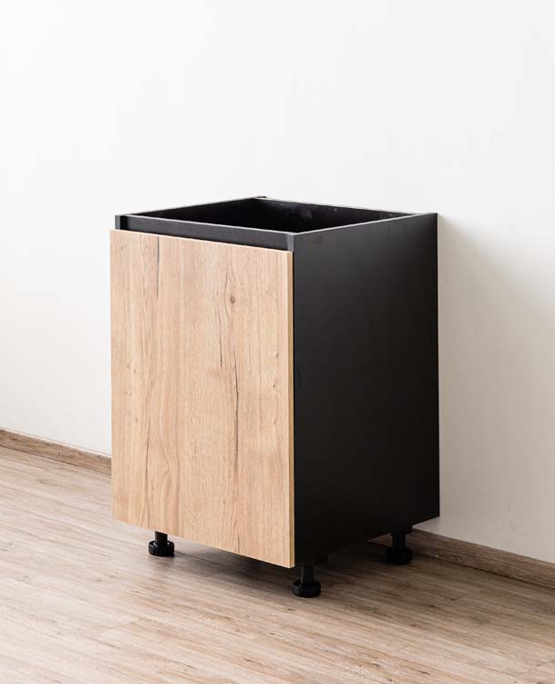 Keukenkast Plenti onderkast zwart/houtlook 60x78cm