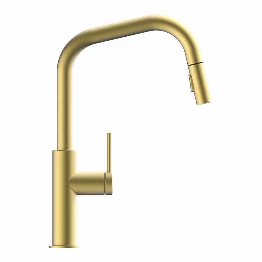 Keukenkraan Wasserwerk WK 13 Edge mat goud met uittrekbare uitloop