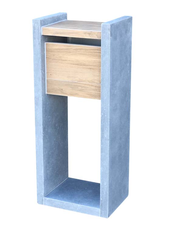 Brievenbus Sambre blauwsteen & houtlook recht