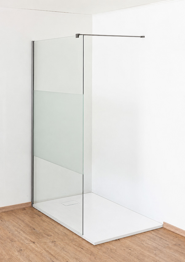 Paroi de douche à l'italienne Anais verre partiellement dépoli avec kit de profilés canon fusil 97x200cm