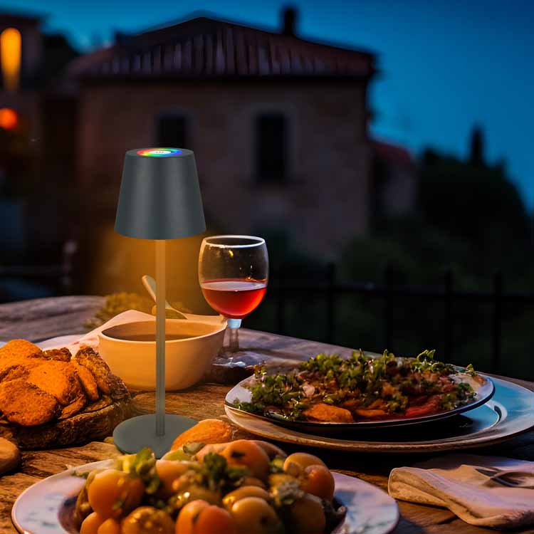 Lampe de table Marilo - noir - 36cm - dimmable - LED - 3W - RGB - IP44 - station de recharge