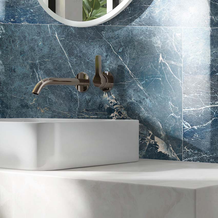 Wandpaneel Dumawall XL Mura gloss marmer blauw 90x260cm