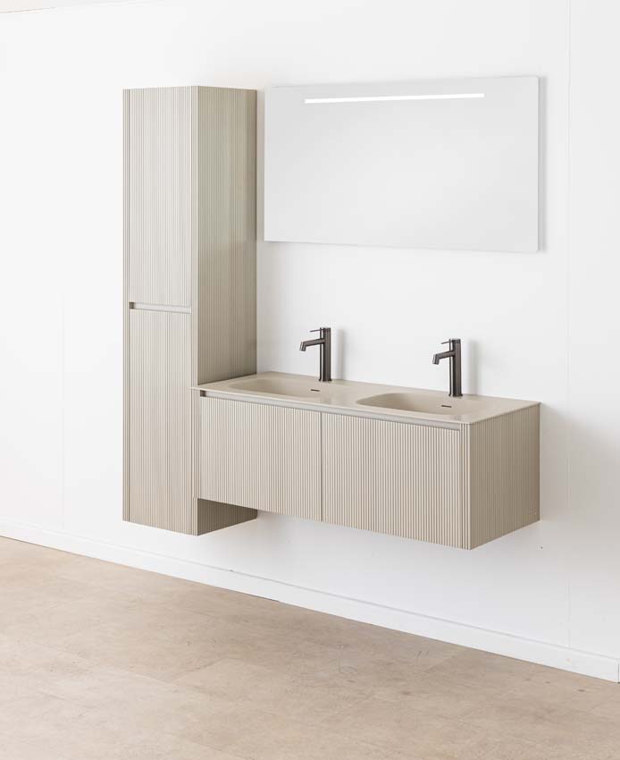 Meuble de salle de bain Amelia gris fumé avec double lavabo mat 120cm