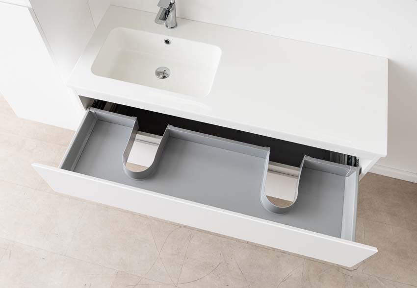 Meuble de salle de bain Tibo blanc avec lavabo simple blanc brillant 120cm