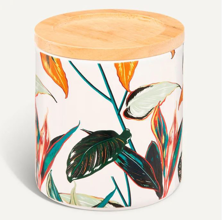 Support pour disques de coton Hawaii grès multicolore 11,2x9,8x9,8cm