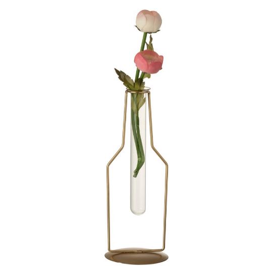 Vaasje tube flesje metaal goud small 26 cm