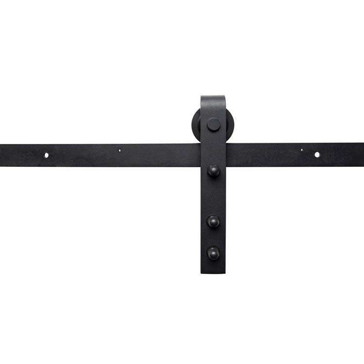 Complete enkele glazen schuifdeur Sky Night mat glas 4 lijnen 93x215cm - rail zwart - trekker rond