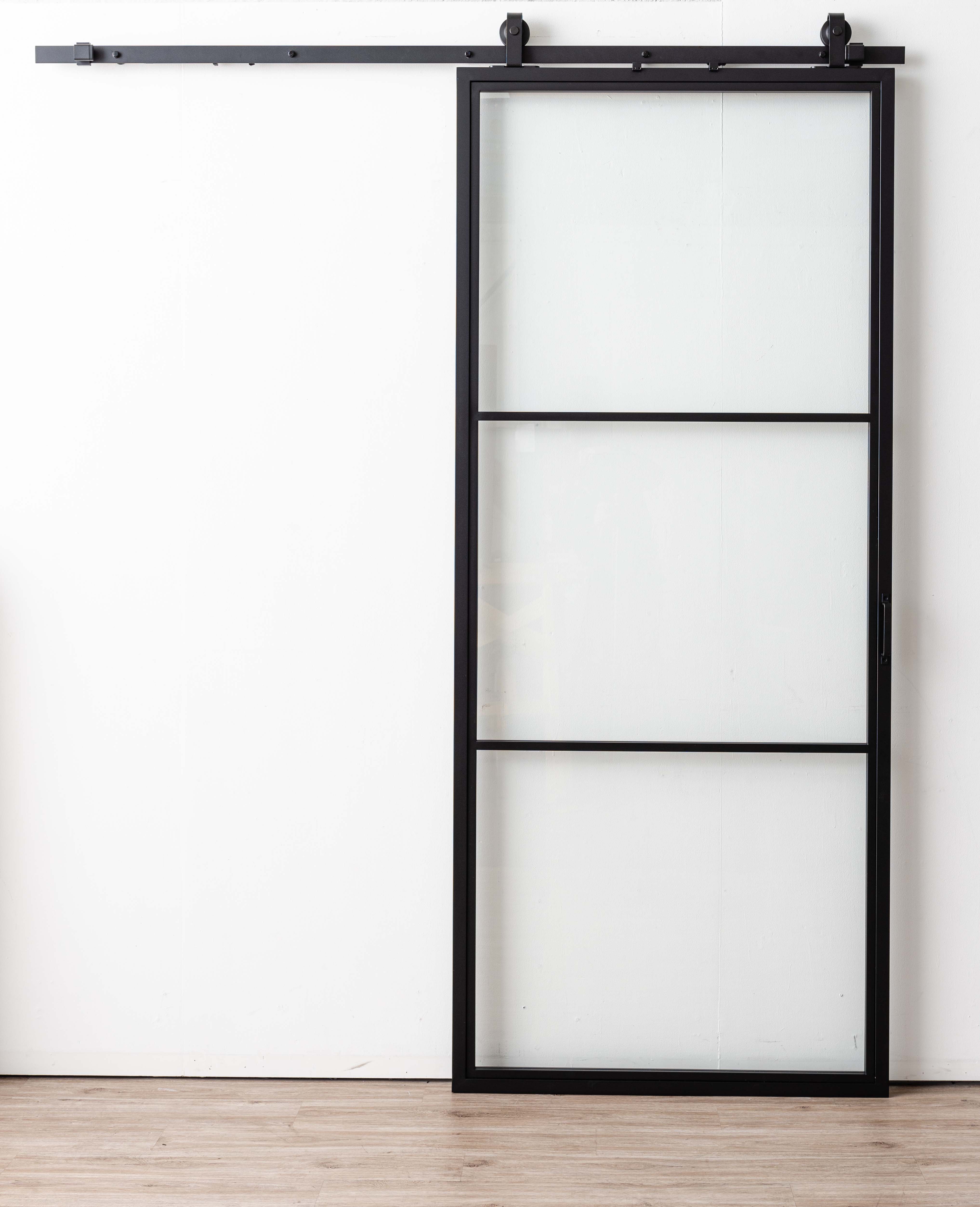 Complete enkele stalen schuifdeur Tyra 3R 93x213,4cm + rail zwart