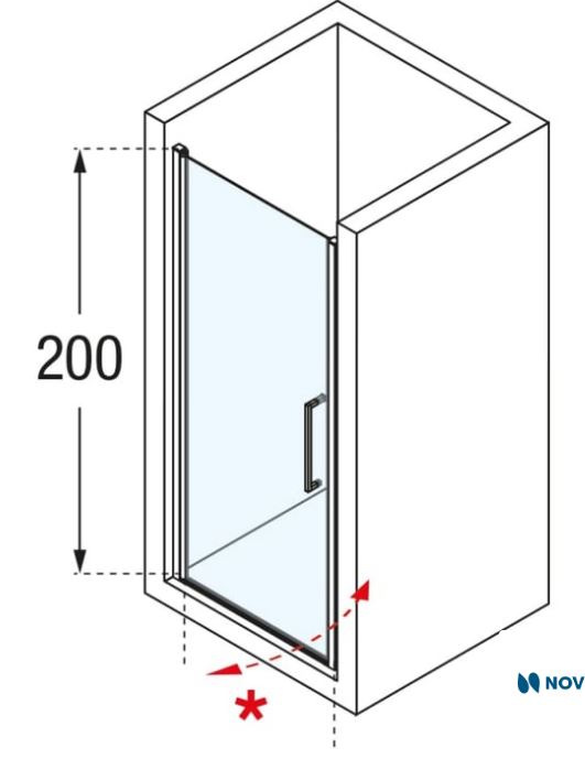 Porte de douche tournante Novellini Young 2.0 chrome 87x200cm