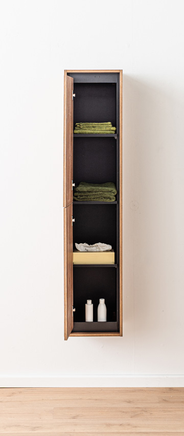 Armoire colonne Toledo chêne/noir suspendue 160x35x30cm