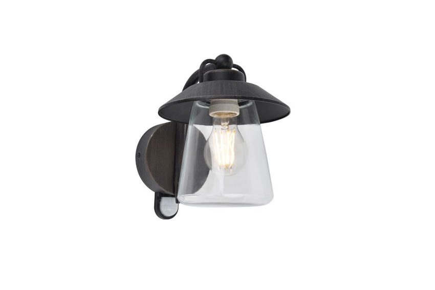 Wandlamp buiten - zwart roest - 22x17,6x22,4cm - dimbaar - E27 - 1x40W - IP44 - bewegingssensor