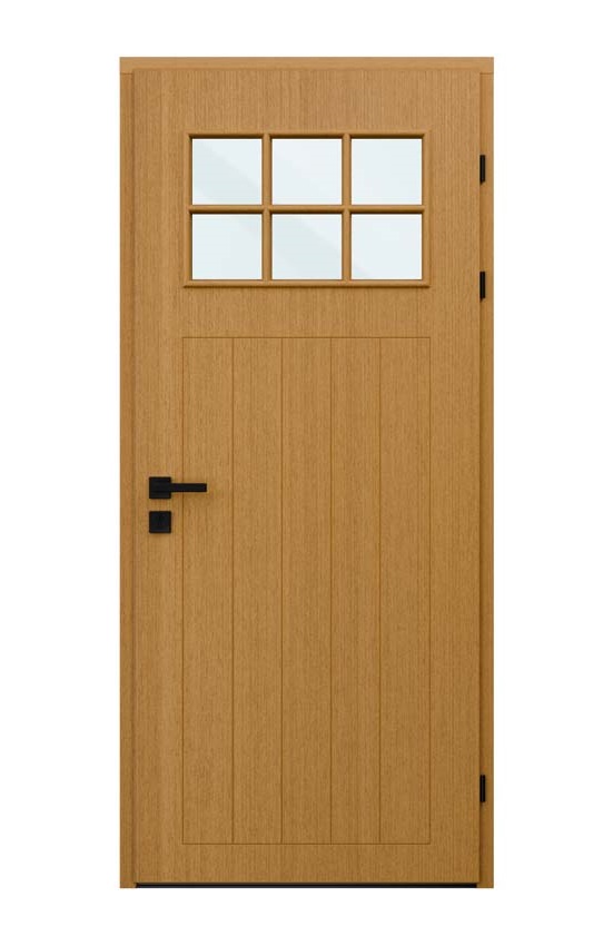 Porte extérieure Alva meranti naturel vitrage clair droite sur mesure